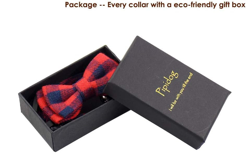 Cat Collar Breakaway with Bell and Bow Tie, Plaid Design Adjustable Safety Kitty Kitten Collars(6.8-10.8In) (Red Plaid 2)