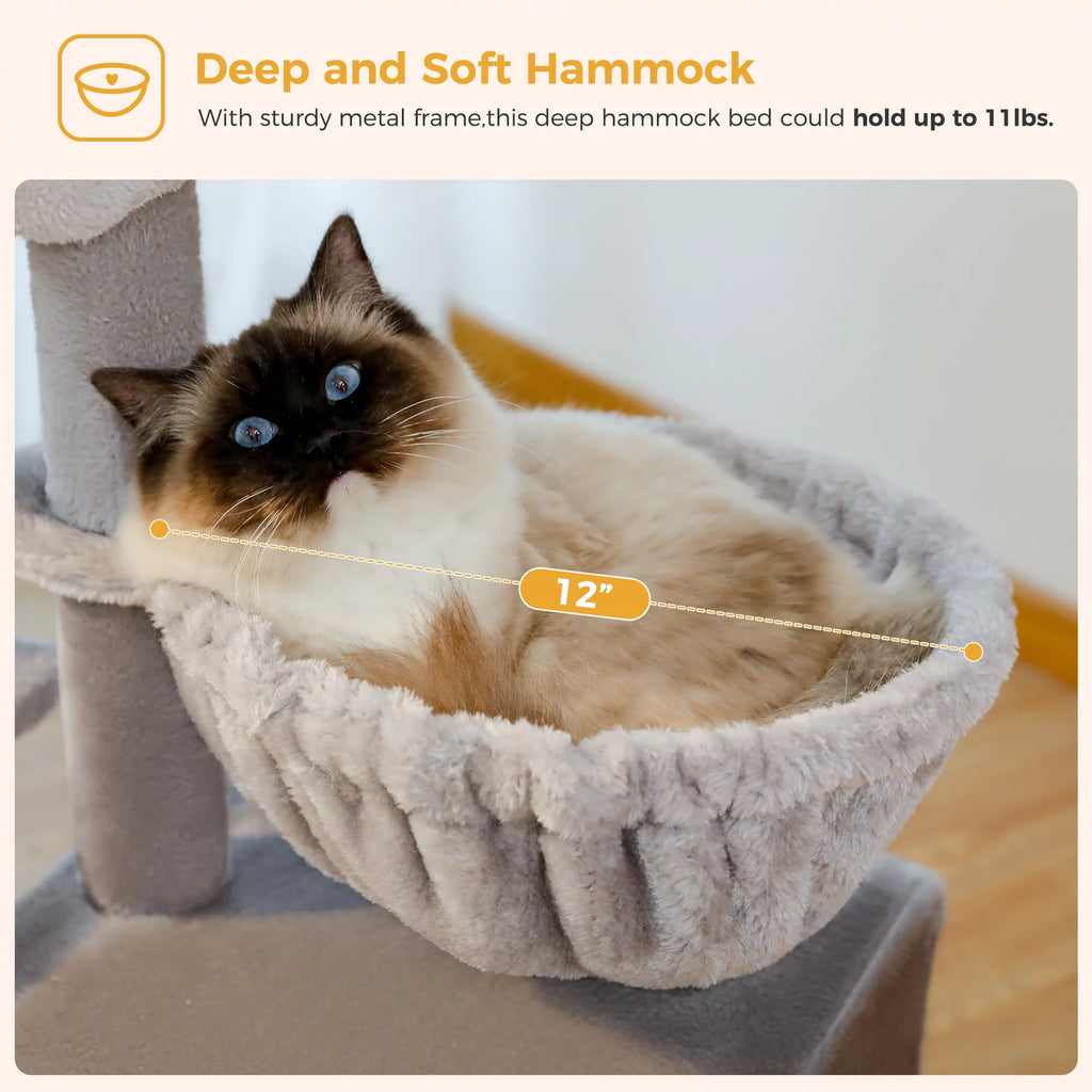 28" Small Cat Tree Tower Cat Condo with Perch Cat Scratching Post for Indoor Cats, Gray
