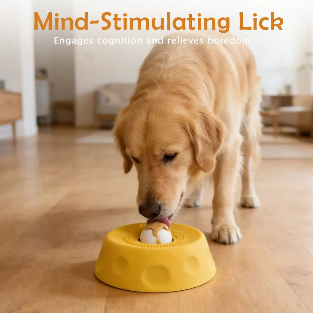 Pawpace Multi Purpose Dog Bowl,Dog Liquid Slow Feeder,Lick Bowl with Ball ,Oral Hygiene & Tongue Cleaning,8 Suction Cups,No Mess Liquid Treat Enrichment Bowl for Dogs
