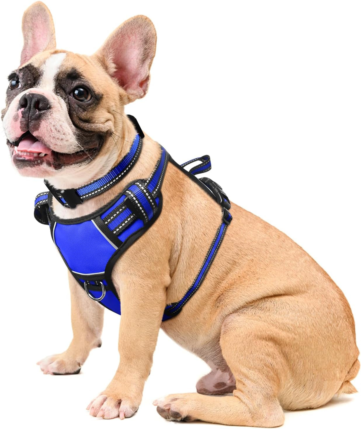 Dog Harness No Pull, Pet Harnesses with Dog Collar, Adjustable Reflective Oxford Outdoor Vest, Front/Back Leash Clips for Small, Medium, Large, Extra Large Dogs, Easy Control Handle for Walking